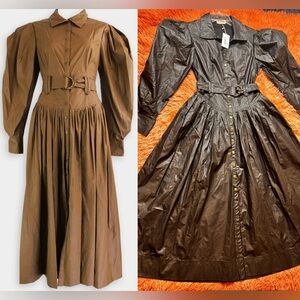 NWT Ulla Johnson Lucinda Sculptured-sleeve Midi Dress In Raven. Size 4